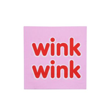 H for Happy&trade; 36-Count "Wink" Valentine's Day Beverage Napkins in Pink. View a larger version of this product image.