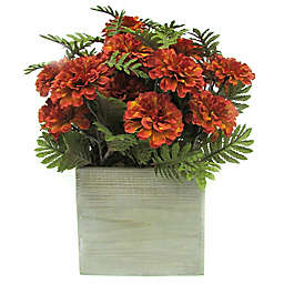 Bee & Willow™ 18-Inch Marigold Decorative Floral Arrangement in Wood Pot in Rust