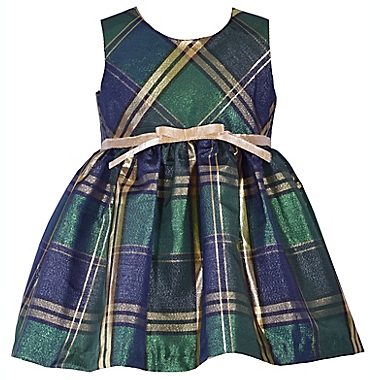 Bonnie Baby Size 6-9M 2-Piece Plaid Dress and Coat Set in Navy. View a larger version of this product image.