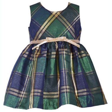 Bonnie Baby Size 3-6M 2-Piece Plaid Dress and Coat Set in Navy. View a larger version of this product image.