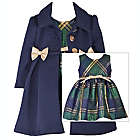 Alternate image 0 for Bonnie Baby Size 6-9M 2-Piece Plaid Dress and Coat Set in Navy