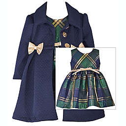 Bonnie Baby Size 4T 2-Piece Plaid Dress and Coat Set in Navy