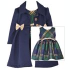 Alternate image 0 for Bonnie Baby Size 3-6M 2-Piece Plaid Dress and Coat Set in Navy