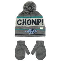 Little Me™ Size 2T-4T Dinosaur Cuff Hat and Mitten Set in Heather Grey