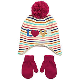 Little Me™ Size 2T-4T Multicolor Stripe "Love" Hat and Mitten Set