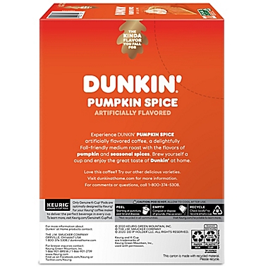 Dunkin&#39; Donuts&reg; Pumpkin Spice Flavored Coffee Keurig&reg; K-Cup&reg; Pods 22-Count. View a larger version of this product image.