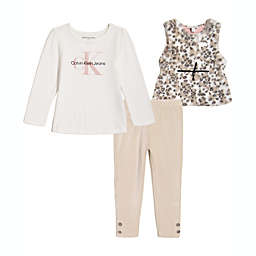 Calvin Klein® 3-Piece Leopard Vest, Top, and Pant Set in Brown