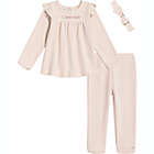 Alternate image 0 for Calvin Klein&reg; Size 18M 3-Piece Ruffle Top, Headband, and Pant Set in Egret