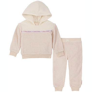 Calvin Klein&reg; Size 18M 2-Piece Hoodie and Jogger Pant Set in Egret. View a larger version of this product image.