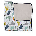 Alternate image 1 for Little Unicorn Dino Friends Cotton Muslin Original Quilt in Blue/Orange
