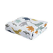 Little Unicorn Dino Friends Cotton Muslin Original Quilt in Blue/Orange