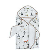 Little Unicorn&trade; Cotton Hooded Towel and Washcloth Set in Forest Friends