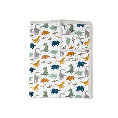 Little Unicorn Dino Friends Cotton Muslin Quilted Throw. View a larger version of this product image.