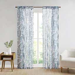 Madison Park® Yara 84-Inch Printed Sheer Window Curtain Panel in Blue (Set of 2)