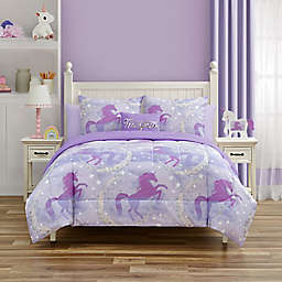 Starry Unicorn 7-Piece Reversible Full Comforter Set in Lilac