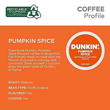 Dunkin&#39; Donuts&reg; Pumpkin Spice Flavored Coffee Keurig&reg; K-Cup&reg; Pods 60-Count. View a larger version of this product image.