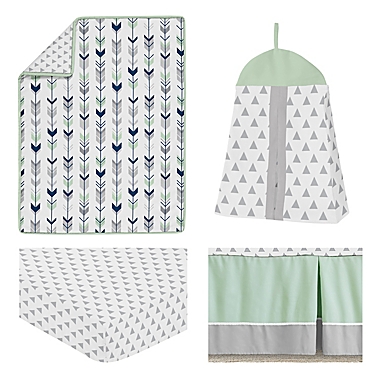 Sweet Jojo Designs Mod&reg; Arrow Crib Bedding Collection in Grey/Mint. View a larger version of this product image.