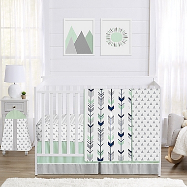 Sweet Jojo Designs&reg; Mod Arrow 4-Piece Crib Bedding Set in Grey/Blue. View a larger version of this product image.