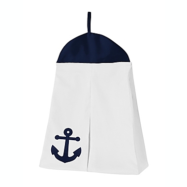 Sweet Jojo Designs Anchors Away 4-Piece Nautical Crib Bedding Set in Navy Blue/White. View a larger version of this product image.