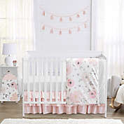 Sweet Jojo Designs&reg; Watercolor Floral Crib Bedding Collection in Pink/Grey