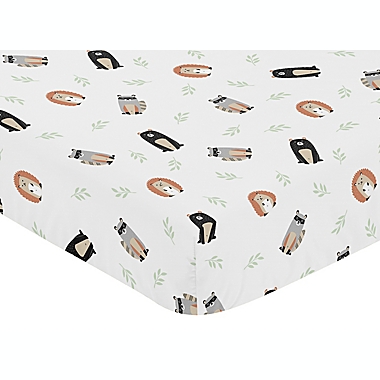 Sweet Jojo Designs Woodland Pals Reversible 4-Piece Crib Bedding Set in Beige/Black. View a larger version of this product image.