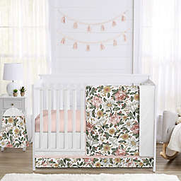 Sweet Jojo Designs Vintage Floral 4-Piece Crib Bedding Set in Pink/Green