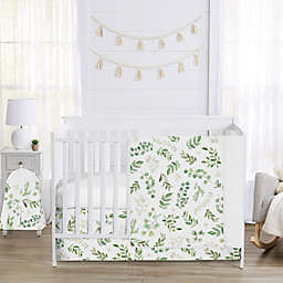 Sweet Jojo Designs® Watercolor Botanical Leaf 4-Piece Crib Bedding Set in Green/White