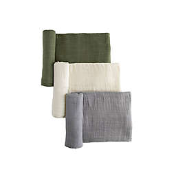 Little Unicorn® 3-Pack Fern Cotton Muslin Swaddle Blankets in Green