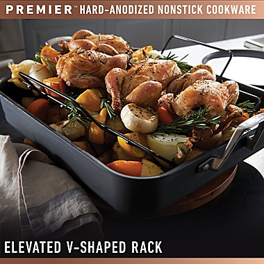Calphalon&reg; Premier&trade; Nonstick 16-Inch Hard-Anodized Roaster. View a larger version of this product image.
