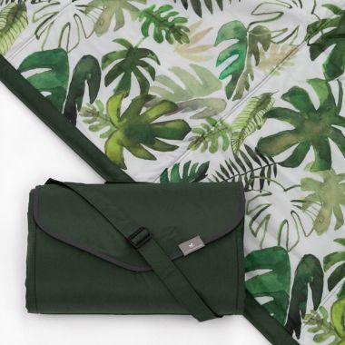 Little Unicorn&reg; Tropical 5&#39; x 10&#39; Outdoor Blanket in Green/White. View a larger version of this product image.