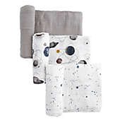 Little Unicorn&reg; 3-Pack Planetary 2 Cotton Muslin Swaddle Blankets in White/Blue
