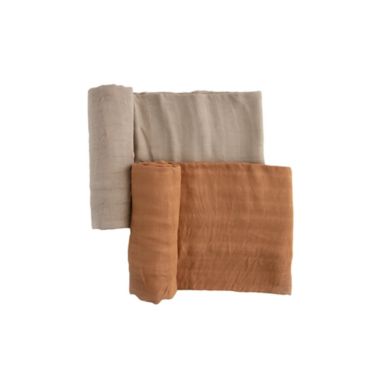 Little Unicorn&reg; Size 0-3M 2-Pack Deluxe Muslin Swaddle Blankets in Caramel. View a larger version of this product image.