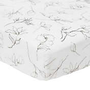 Little Unicorn Pencil Floral Organic Cotton Muslin Crib Sheet in White/Black