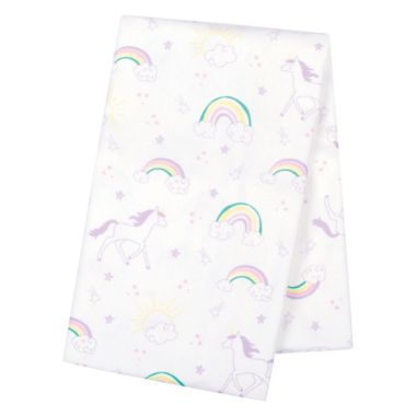 My Tiny Moments&reg; Unicorn 2-Piece Swaddle Blanket and Plush Animal Toy Gift Set in White. View a larger version of this product image.