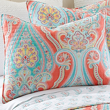 Levtex Home Sherie Reversible Full/Queen Quilt Set in Coral/Blue. View a larger version of this product image.