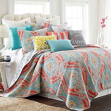Levtex Home Sherie Reversible Full/Queen Quilt Set in Coral/Blue. View a larger version of this product image.