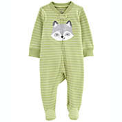 carter&#39;s&reg; Stripe Raccoon 2-Way Zip Cotton Sleep &amp; Play in Green