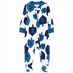 carter's® Dreidels Cotton 2-Way- Zip Sleep & Play Footed Pajama in White