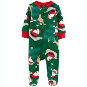 carter's&reg; Size 9M Black Santa Fleece Zip-Up Sleep &amp; Play Footed Pajama in Green