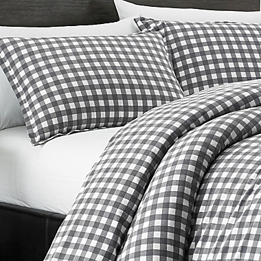 Eddie Bauer&reg; Preston Cotton Flannel Full/Queen Duvet Cover Set in Grey. View a larger version of this product image.