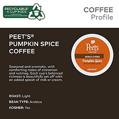 Peet&#39;s Coffee&reg; Pumpkin Spice Coffee Keurig&reg; K-Cup&reg; Pods 22-Count. View a larger version of this product image.