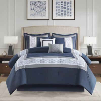 510 Design Powell 8-Piece Embroidered King Comforter Set in Navy