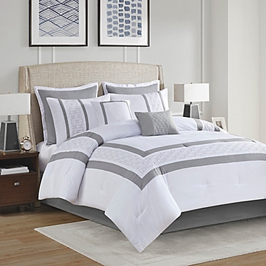 510 Design Powell 8-Piece Embroidered King Comforter Set in White. View a larger version of this product image.