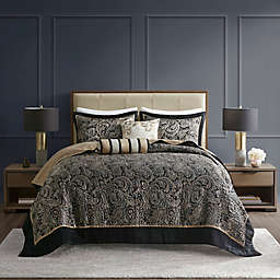 Madison Park® Aubrey 5-Piece Reversible Jacquard Queen Bedspread Set in Black