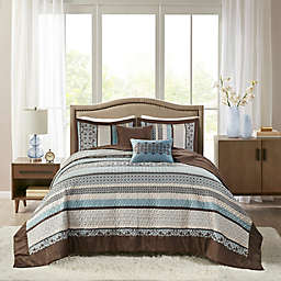Madison Park® Princeton 5-Piece Reversible Jacquard Queen Bedspread Set in Blue