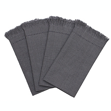 Bee &amp; Willow&trade; Fringe Hemstitch Napkins in Granite Grey (Set of 4). View a larger version of this product image.