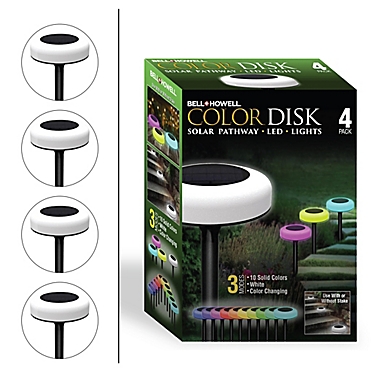 Bell + Howell Outdoor Solar Color Changing LED Disk Lights in Black/White (Set of 4). View a larger version of this product image.