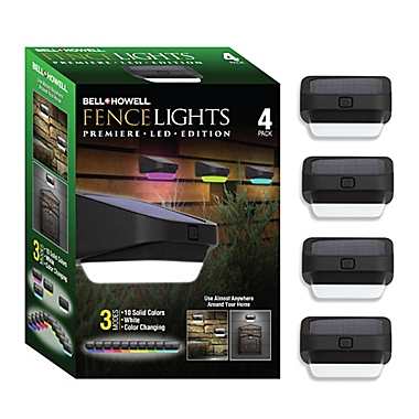Bell + Howell Outdoor Solar-Powered LED Fence Lights in White/Black (Set of 4). View a larger version of this product image.