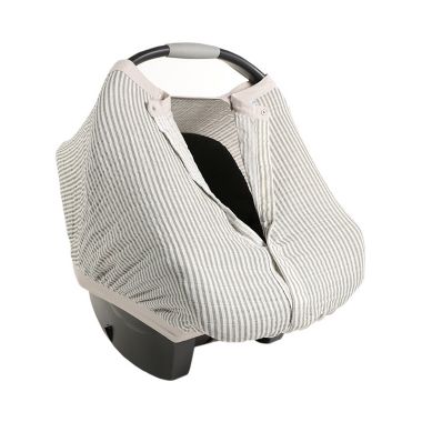 Little Unicorn Cotton Muslin Car Seat Canopy in Grey Stripe. View a larger version of this product image.