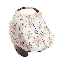 Little Unicorn Watercolor Roses Cotton Muslin Car Seat Canopy in Pink